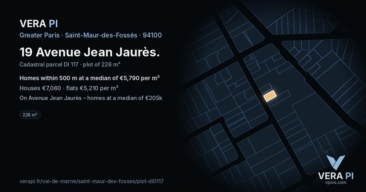 19 Avenue Jean Jaurès, Saint-Maur-des-Fossés at night – the plot lit, the parcels around coloured by the prices near them