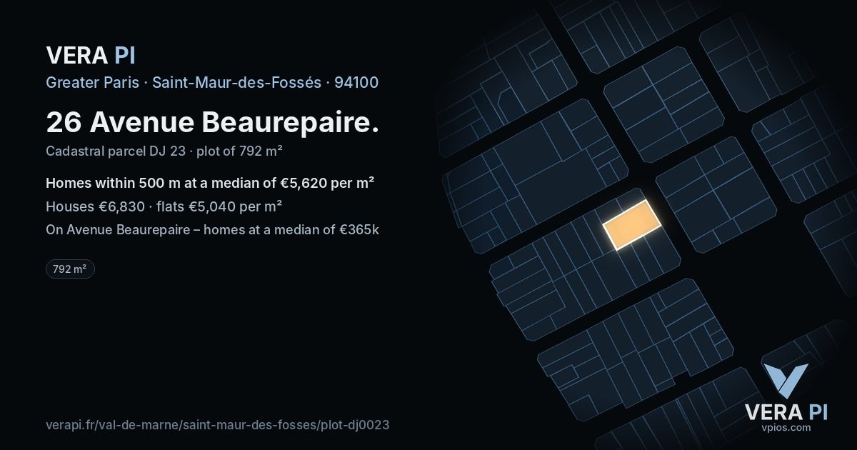 26 Avenue Beaurepaire, Saint-Maur-des-Fossés at night – the plot lit, the parcels around coloured by the prices near them