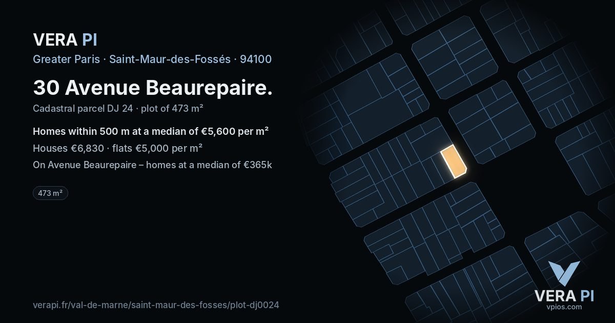 30 Avenue Beaurepaire, Saint-Maur-des-Fossés at night – the plot lit, the parcels around coloured by the prices near them