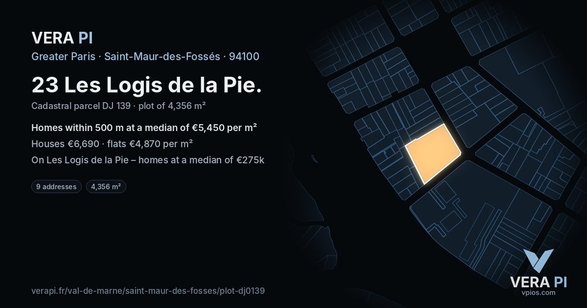 23 Les Logis de la Pie, Saint-Maur-des-Fossés at night – the plot lit, the parcels around coloured by the prices near them