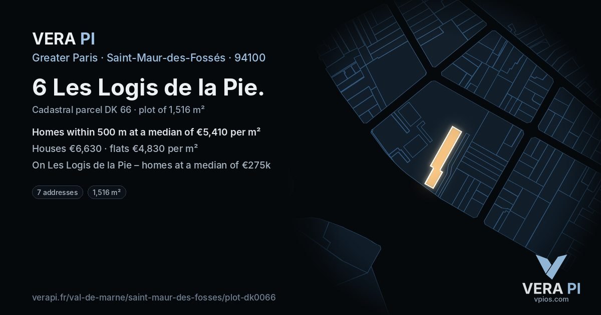 6 Les Logis de la Pie, Saint-Maur-des-Fossés at night – the plot lit, the parcels around coloured by the prices near them
