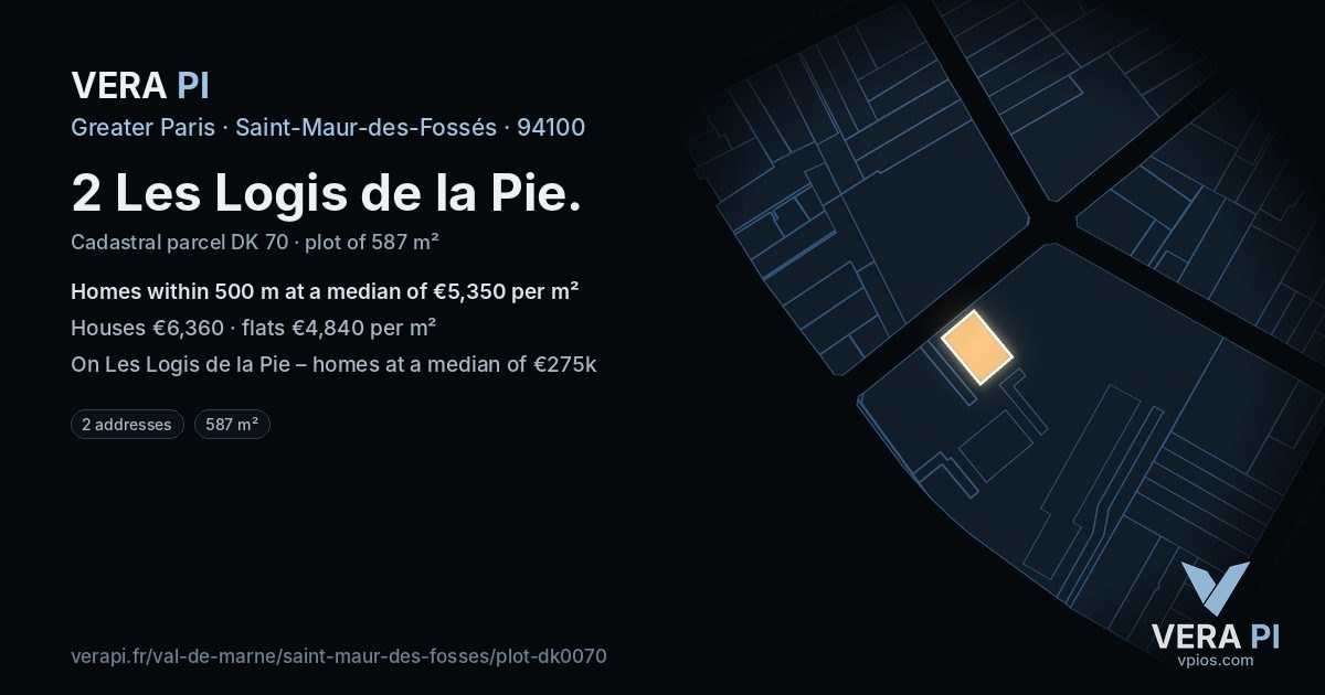 2 Les Logis de la Pie, Saint-Maur-des-Fossés at night – the plot lit, the parcels around coloured by the prices near them