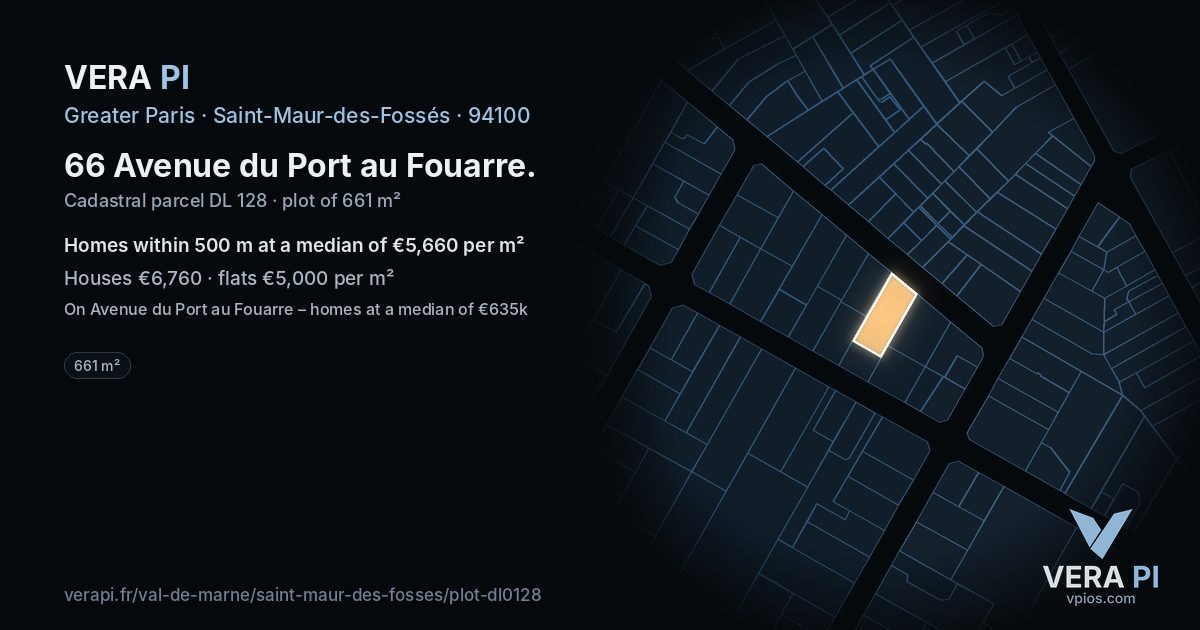 66 Avenue du Port au Fouarre, Saint-Maur-des-Fossés at night – the plot lit, the parcels around coloured by the prices near them