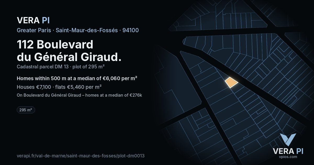112 Boulevard du Général Giraud, Saint-Maur-des-Fossés at night – the plot lit, the parcels around coloured by the prices near them