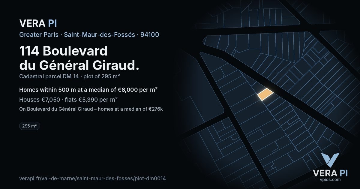 114 Boulevard du Général Giraud, Saint-Maur-des-Fossés at night – the plot lit, the parcels around coloured by the prices near them