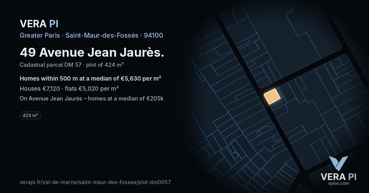 49 Avenue Jean Jaurès, Saint-Maur-des-Fossés at night – the plot lit, the parcels around coloured by the prices near them