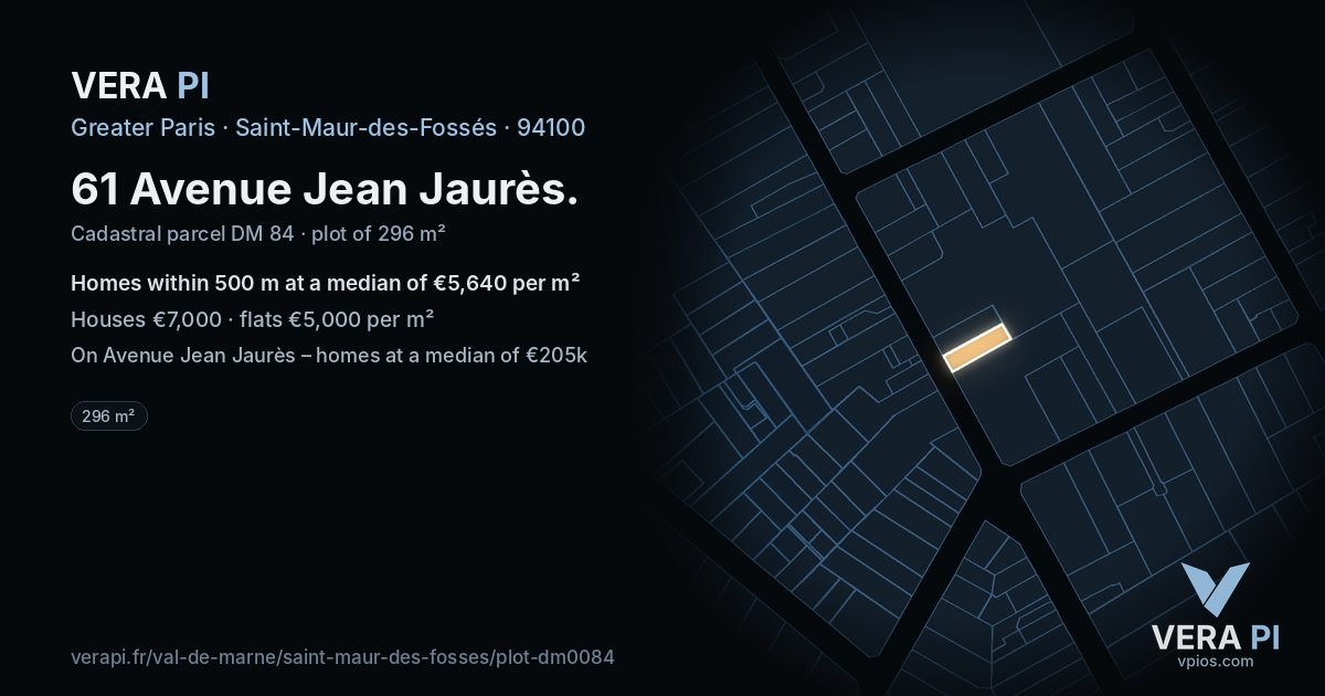 61 Avenue Jean Jaurès, Saint-Maur-des-Fossés at night – the plot lit, the parcels around coloured by the prices near them