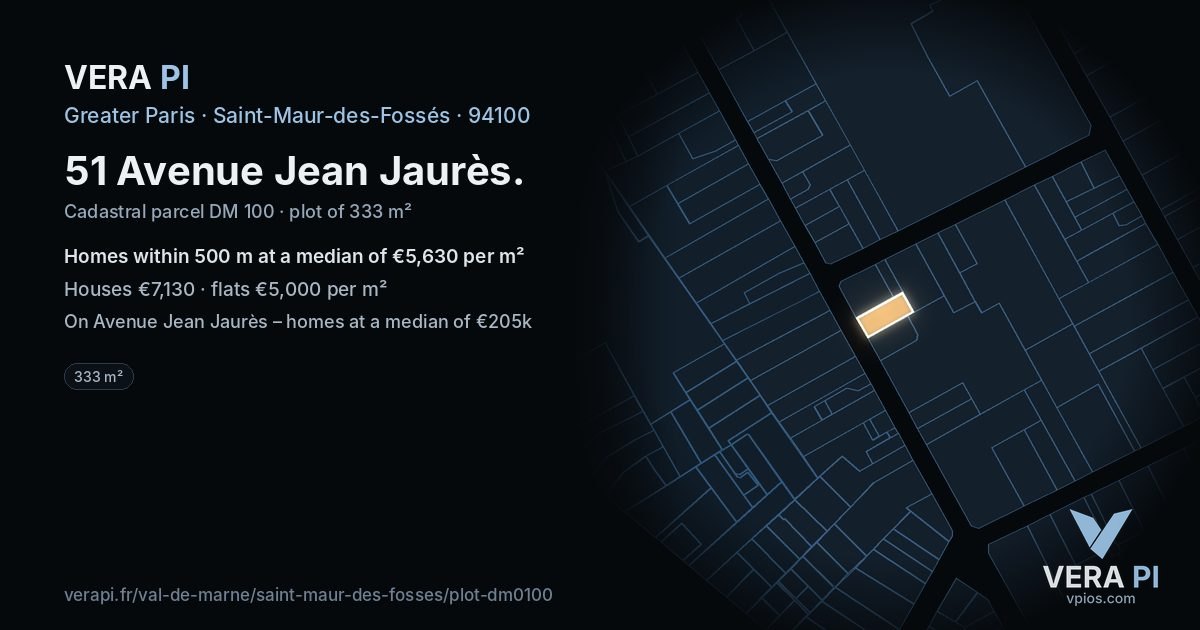 51 Avenue Jean Jaurès, Saint-Maur-des-Fossés at night – the plot lit, the parcels around coloured by the prices near them