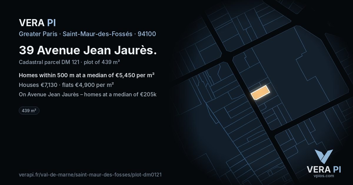 39 Avenue Jean Jaurès, Saint-Maur-des-Fossés at night – the plot lit, the parcels around coloured by the prices near them