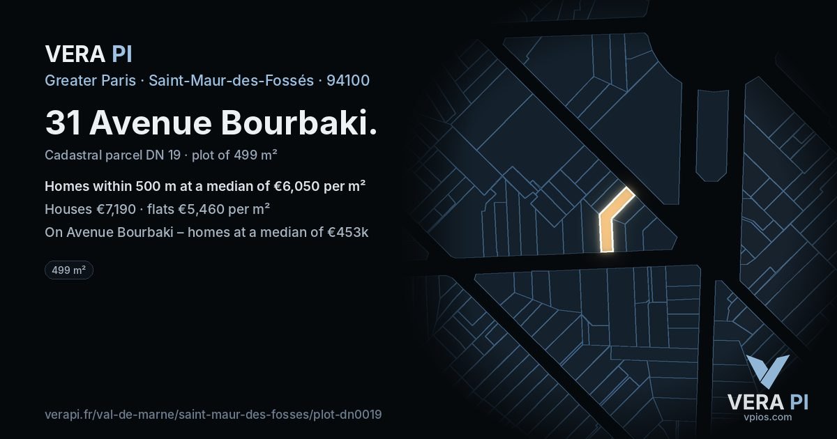 31 Avenue Bourbaki, Saint-Maur-des-Fossés at night – the plot lit, the parcels around coloured by the prices near them