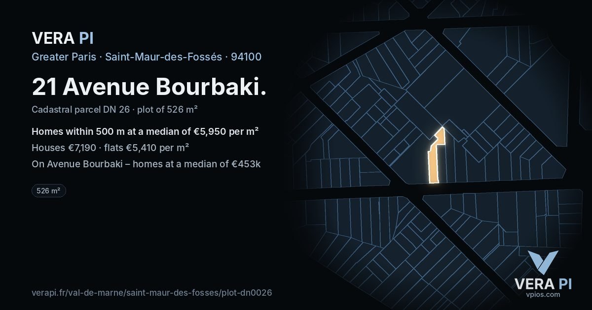 21 Avenue Bourbaki, Saint-Maur-des-Fossés at night – the plot lit, the parcels around coloured by the prices near them
