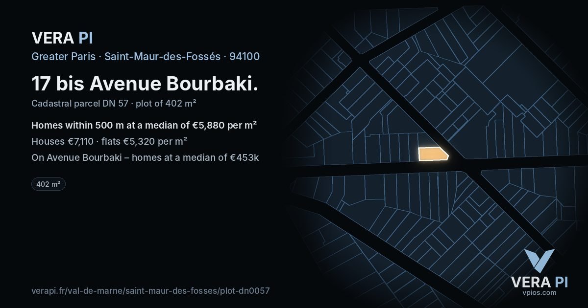 17 bis Avenue Bourbaki, Saint-Maur-des-Fossés at night – the plot lit, the parcels around coloured by the prices near them