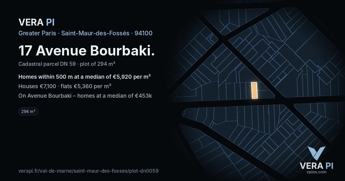 17 Avenue Bourbaki, Saint-Maur-des-Fossés at night – the plot lit, the parcels around coloured by the prices near them