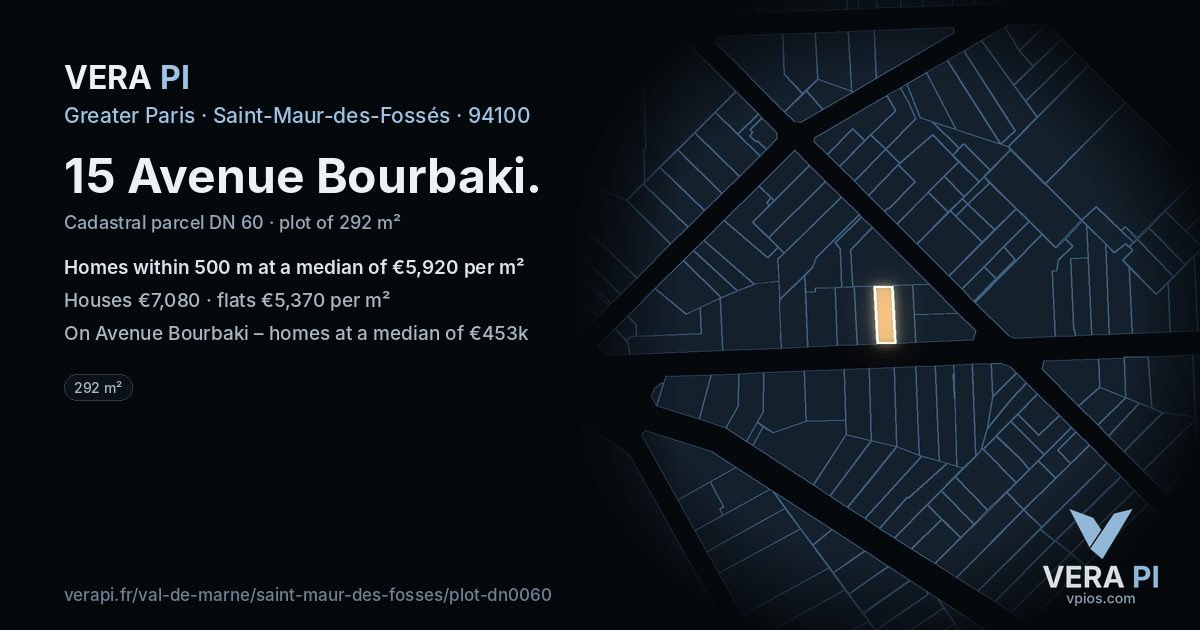 15 Avenue Bourbaki, Saint-Maur-des-Fossés at night – the plot lit, the parcels around coloured by the prices near them