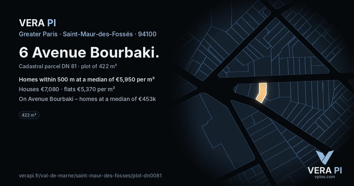 6 Avenue Bourbaki, Saint-Maur-des-Fossés at night – the plot lit, the parcels around coloured by the prices near them