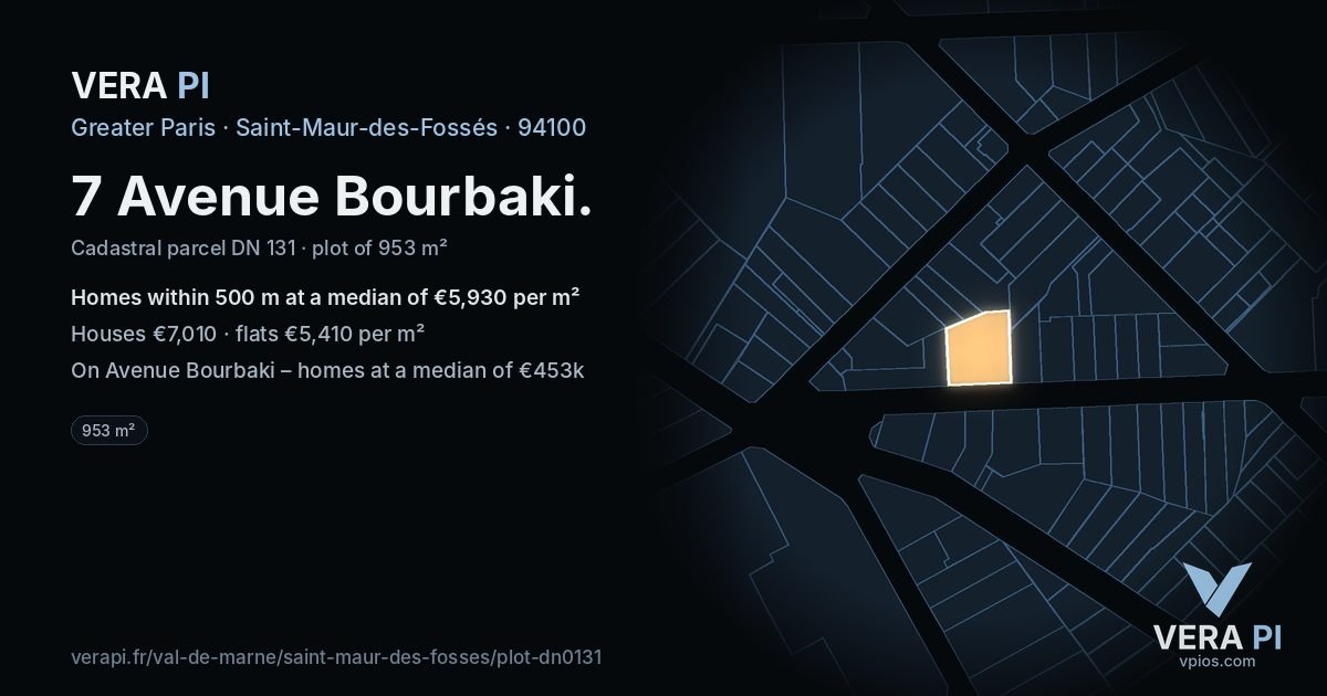 7 Avenue Bourbaki, Saint-Maur-des-Fossés at night – the plot lit, the parcels around coloured by the prices near them