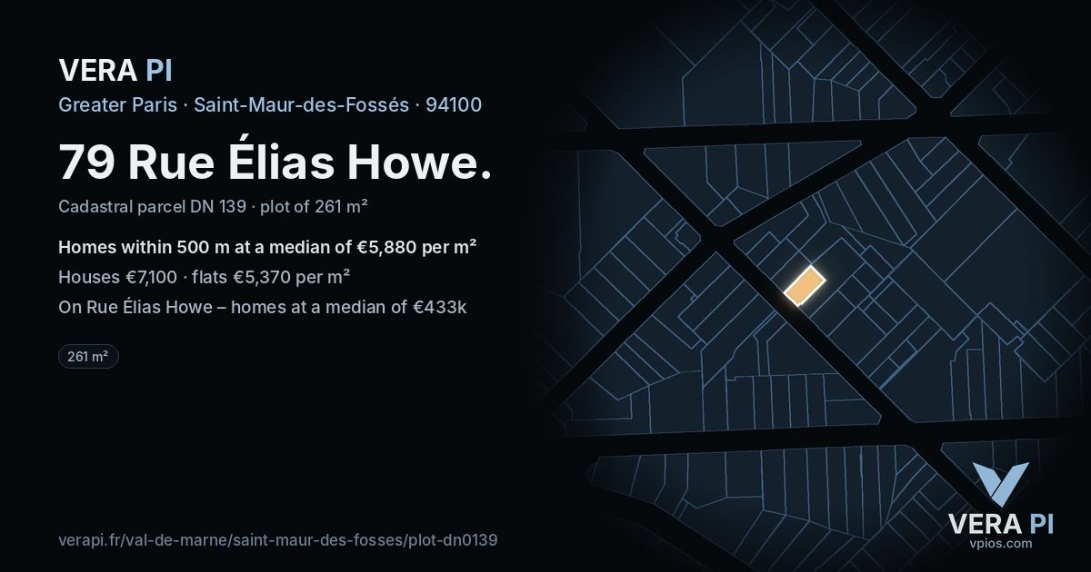 79 Rue Élias Howe, Saint-Maur-des-Fossés at night – the plot lit, the parcels around coloured by the prices near them