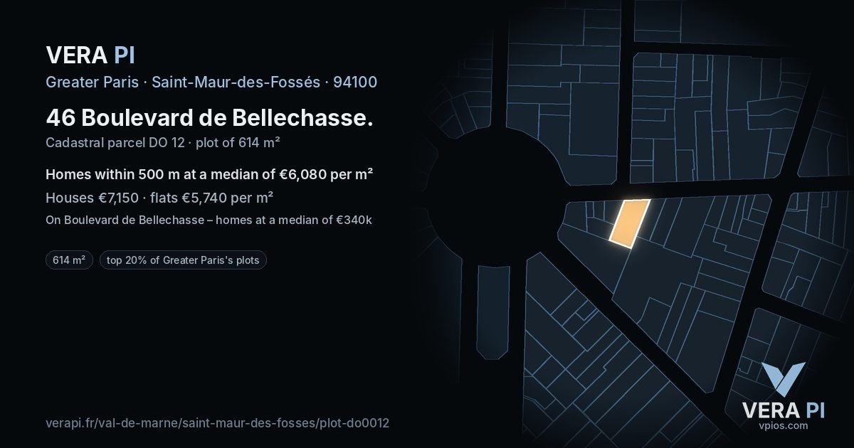 46 Boulevard de Bellechasse, Saint-Maur-des-Fossés at night – the plot lit, the parcels around coloured by the prices near them
