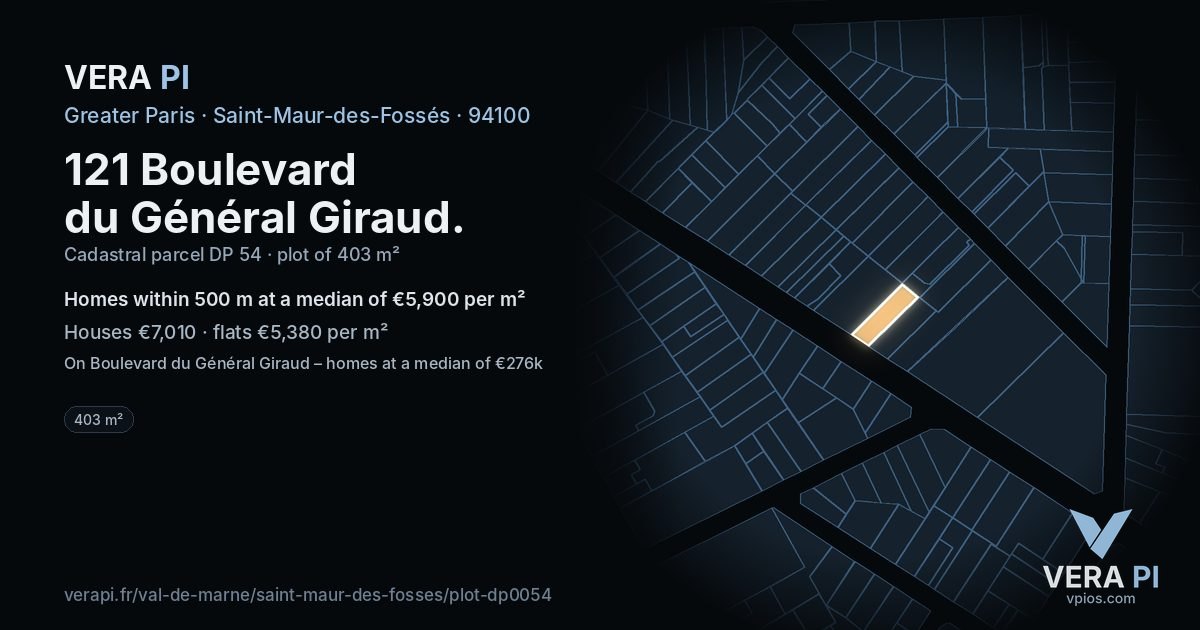 121 Boulevard du Général Giraud, Saint-Maur-des-Fossés at night – the plot lit, the parcels around coloured by the prices near them
