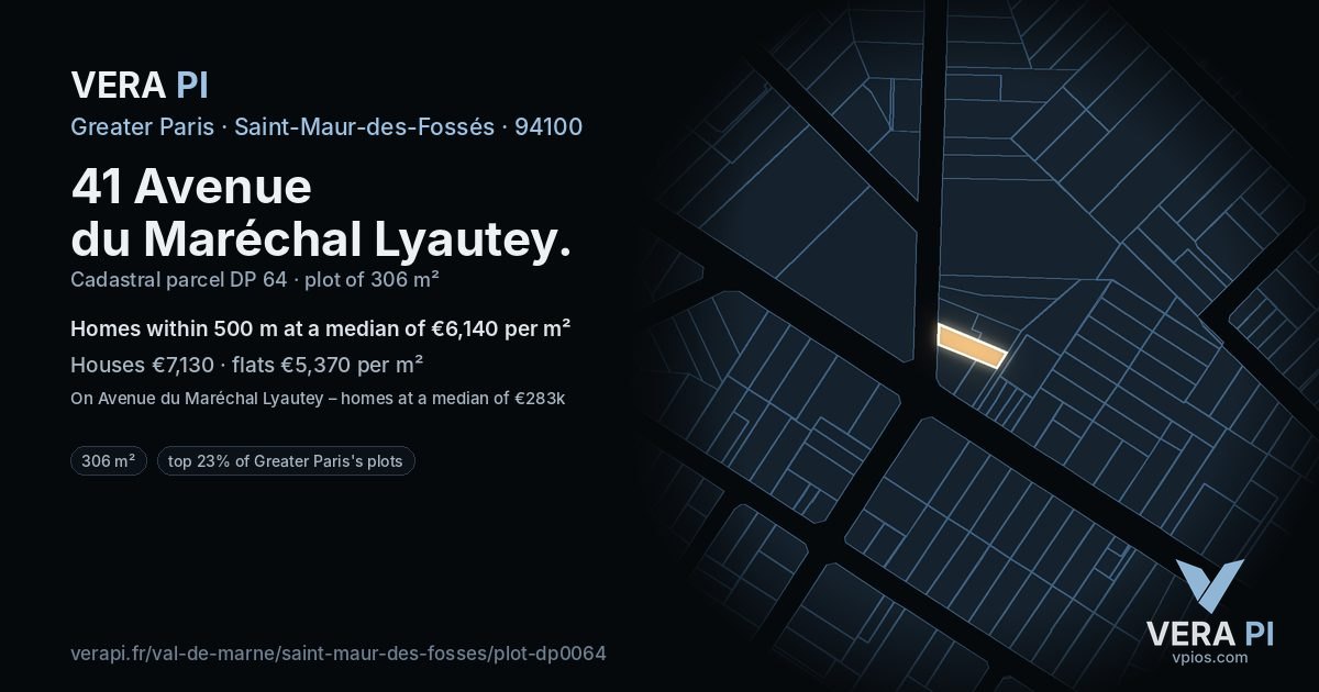 41 Avenue du Maréchal Lyautey, Saint-Maur-des-Fossés at night – the plot lit, the parcels around coloured by the prices near them