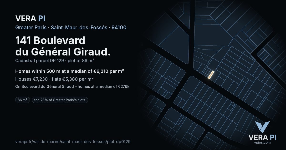 141 Boulevard du Général Giraud, Saint-Maur-des-Fossés at night – the plot lit, the parcels around coloured by the prices near them
