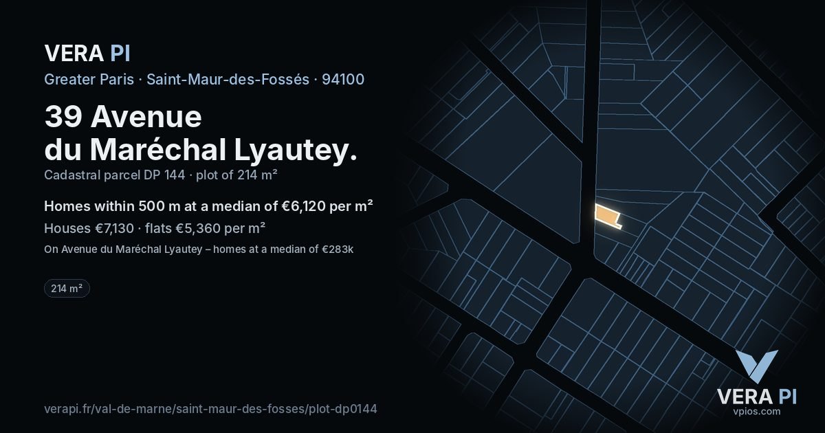 39 Avenue du Maréchal Lyautey, Saint-Maur-des-Fossés at night – the plot lit, the parcels around coloured by the prices near them