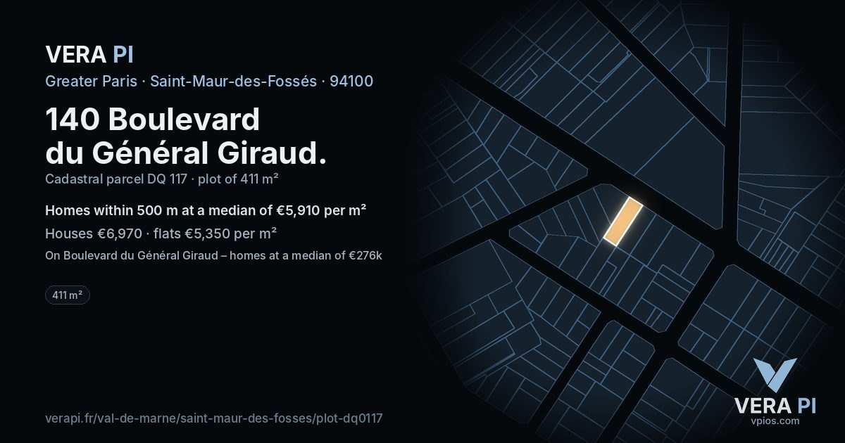 140 Boulevard du Général Giraud, Saint-Maur-des-Fossés at night – the plot lit, the parcels around coloured by the prices near them