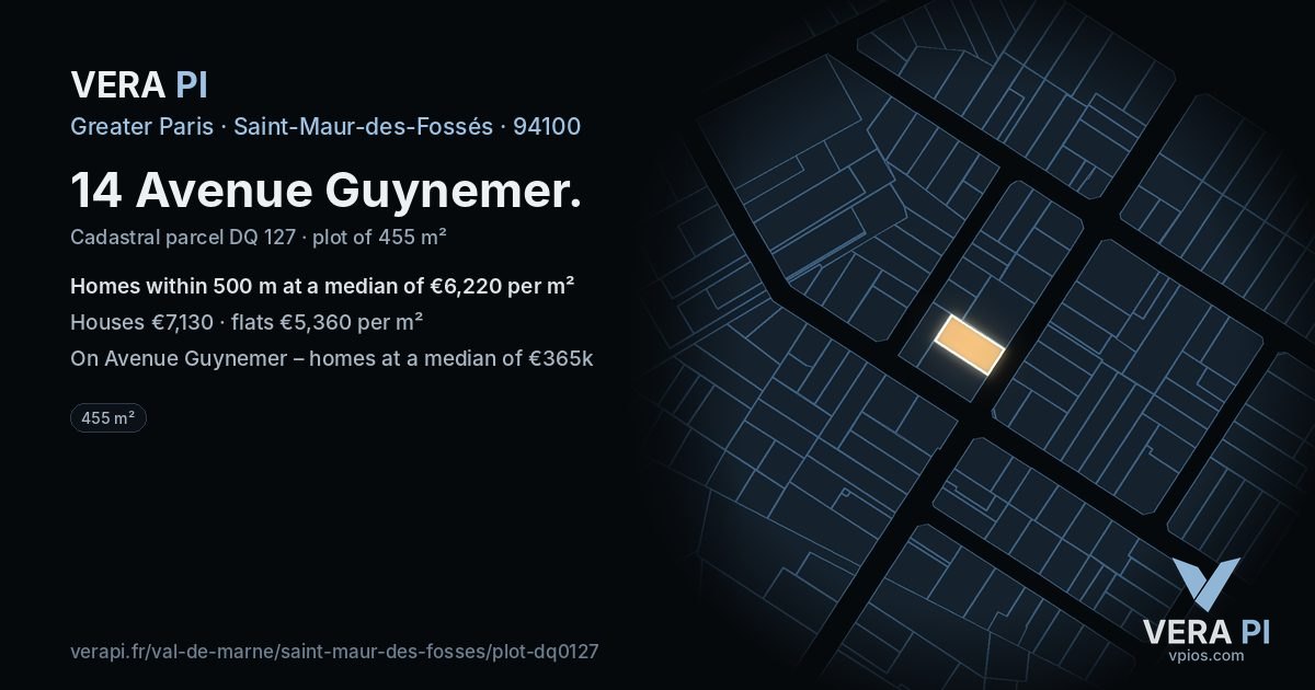 14 Avenue Guynemer, Saint-Maur-des-Fossés at night – the plot lit, the parcels around coloured by the prices near them