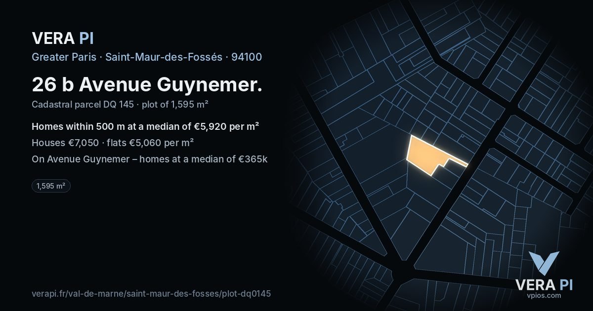 26 b Avenue Guynemer, Saint-Maur-des-Fossés at night – the plot lit, the parcels around coloured by the prices near them