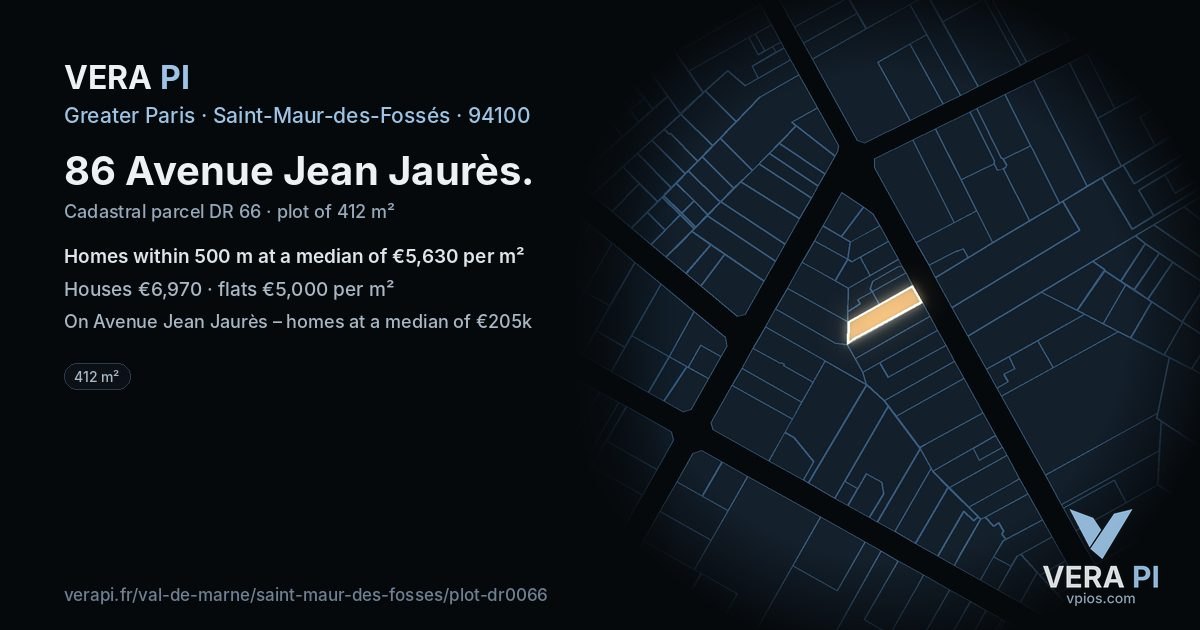 86 Avenue Jean Jaurès, Saint-Maur-des-Fossés at night – the plot lit, the parcels around coloured by the prices near them