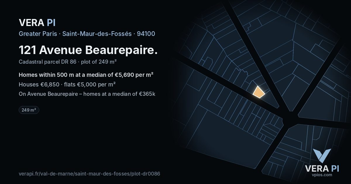 121 Avenue Beaurepaire, Saint-Maur-des-Fossés at night – the plot lit, the parcels around coloured by the prices near them
