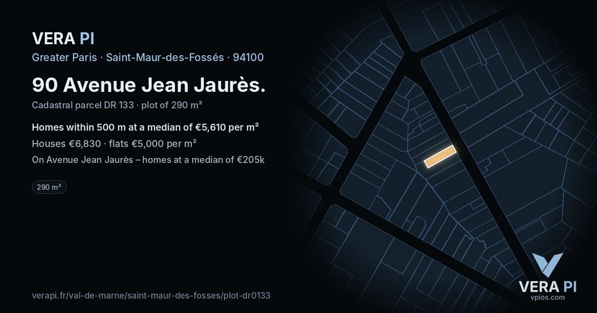 90 Avenue Jean Jaurès, Saint-Maur-des-Fossés at night – the plot lit, the parcels around coloured by the prices near them