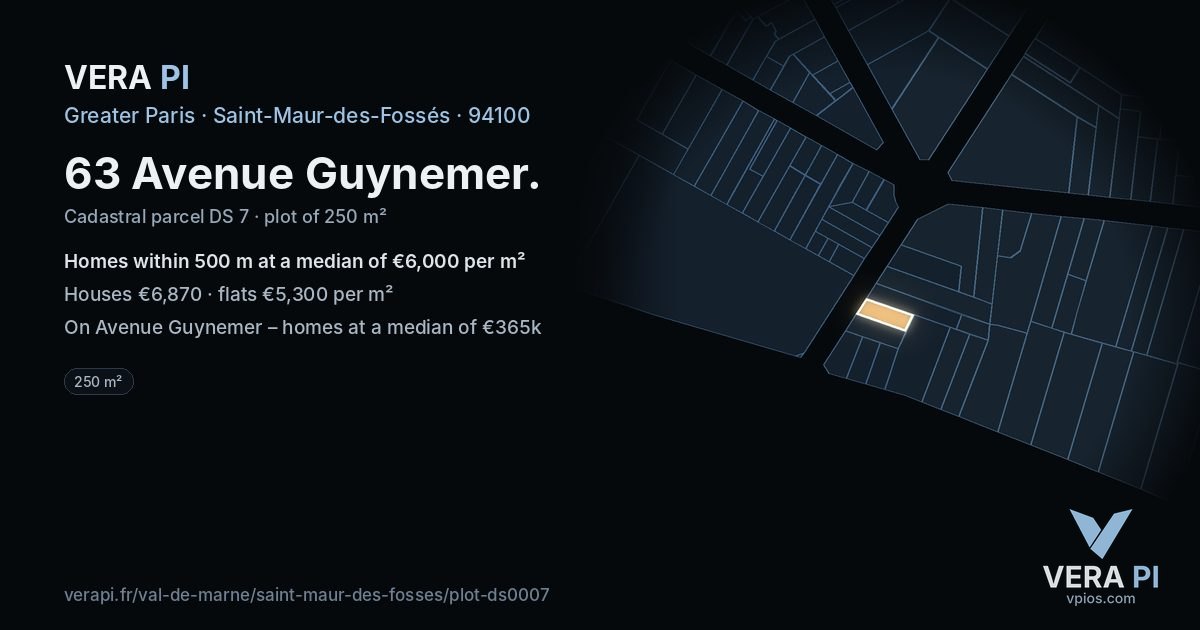 63 Avenue Guynemer, Saint-Maur-des-Fossés at night – the plot lit, the parcels around coloured by the prices near them