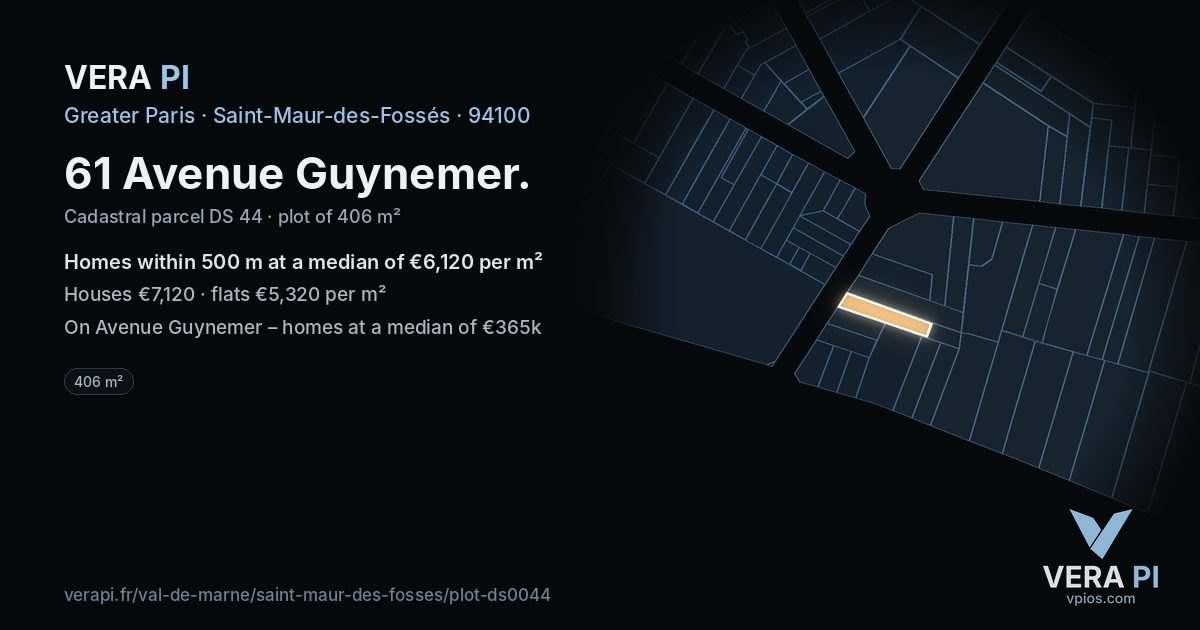 61 Avenue Guynemer, Saint-Maur-des-Fossés at night – the plot lit, the parcels around coloured by the prices near them