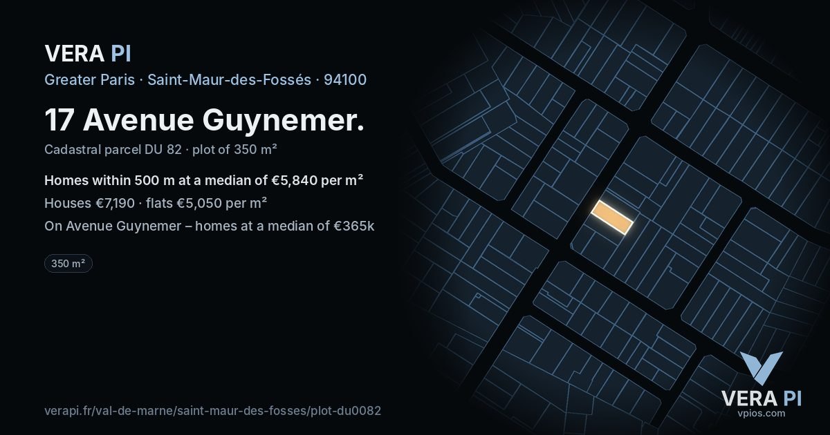 17 Avenue Guynemer, Saint-Maur-des-Fossés at night – the plot lit, the parcels around coloured by the prices near them
