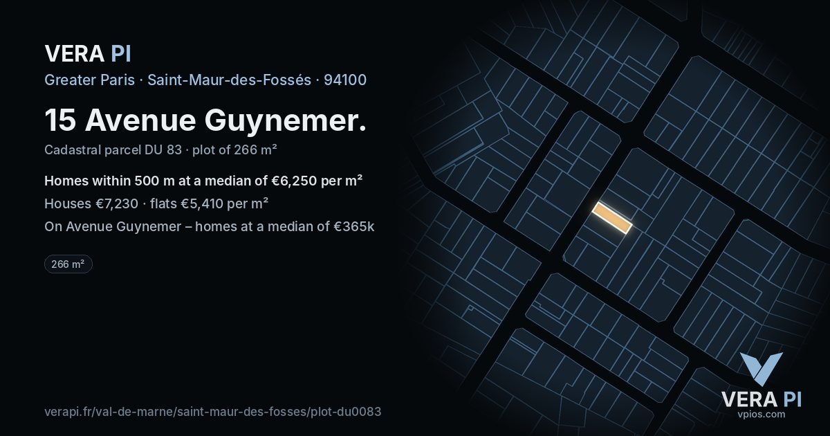15 Avenue Guynemer, Saint-Maur-des-Fossés at night – the plot lit, the parcels around coloured by the prices near them