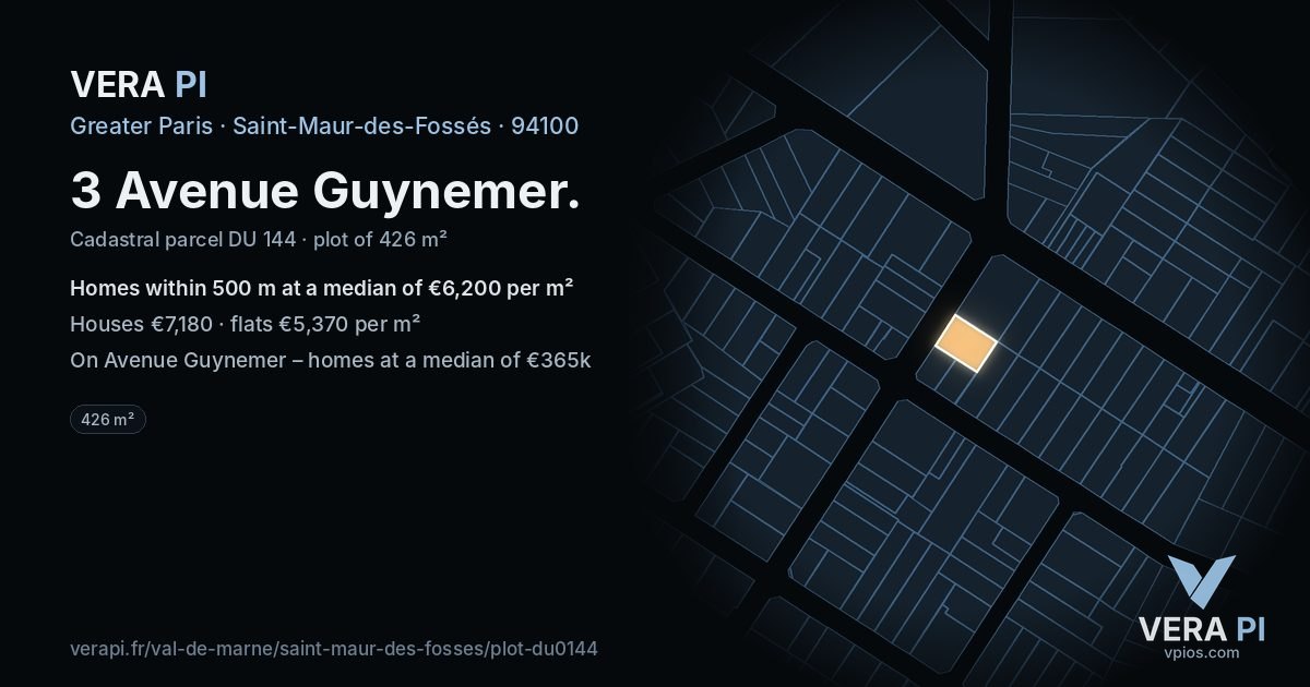 3 Avenue Guynemer, Saint-Maur-des-Fossés at night – the plot lit, the parcels around coloured by the prices near them