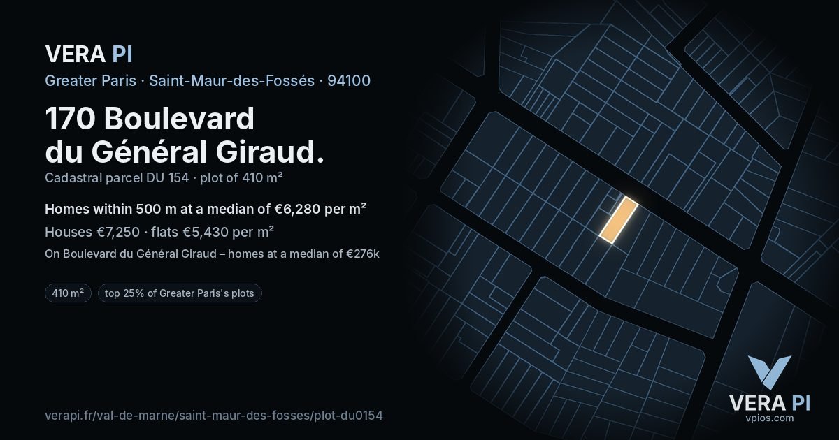 170 Boulevard du Général Giraud, Saint-Maur-des-Fossés at night – the plot lit, the parcels around coloured by the prices near them