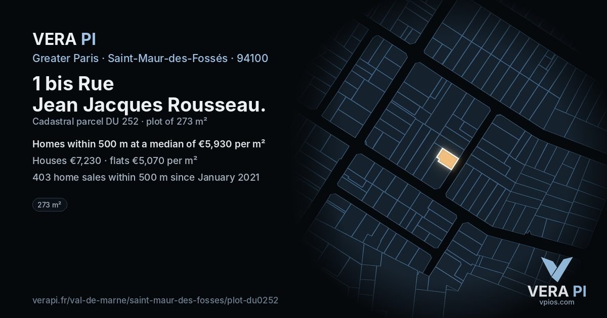1 bis Rue Jean Jacques Rousseau, Saint-Maur-des-Fossés at night – the plot lit, the parcels around coloured by the prices near them
