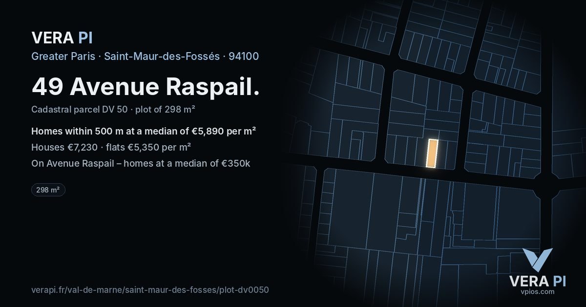 49 Avenue Raspail, Saint-Maur-des-Fossés at night – the plot lit, the parcels around coloured by the prices near them