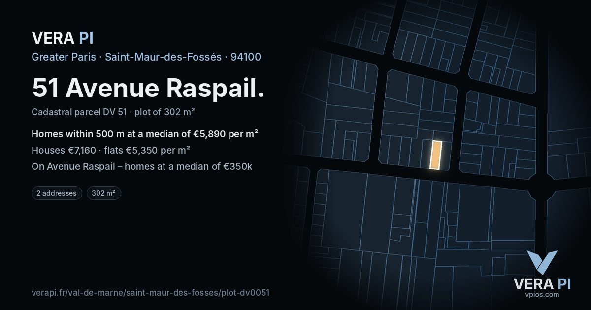 51 Avenue Raspail, Saint-Maur-des-Fossés at night – the plot lit, the parcels around coloured by the prices near them