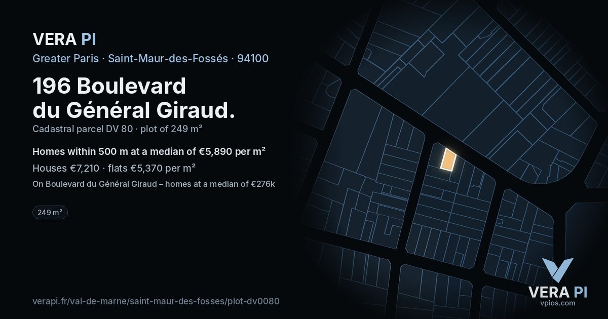 196 Boulevard du Général Giraud, Saint-Maur-des-Fossés at night – the plot lit, the parcels around coloured by the prices near them