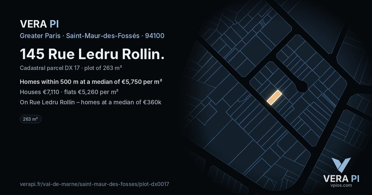 145 Rue Ledru Rollin, Saint-Maur-des-Fossés at night – the plot lit, the parcels around coloured by the prices near them