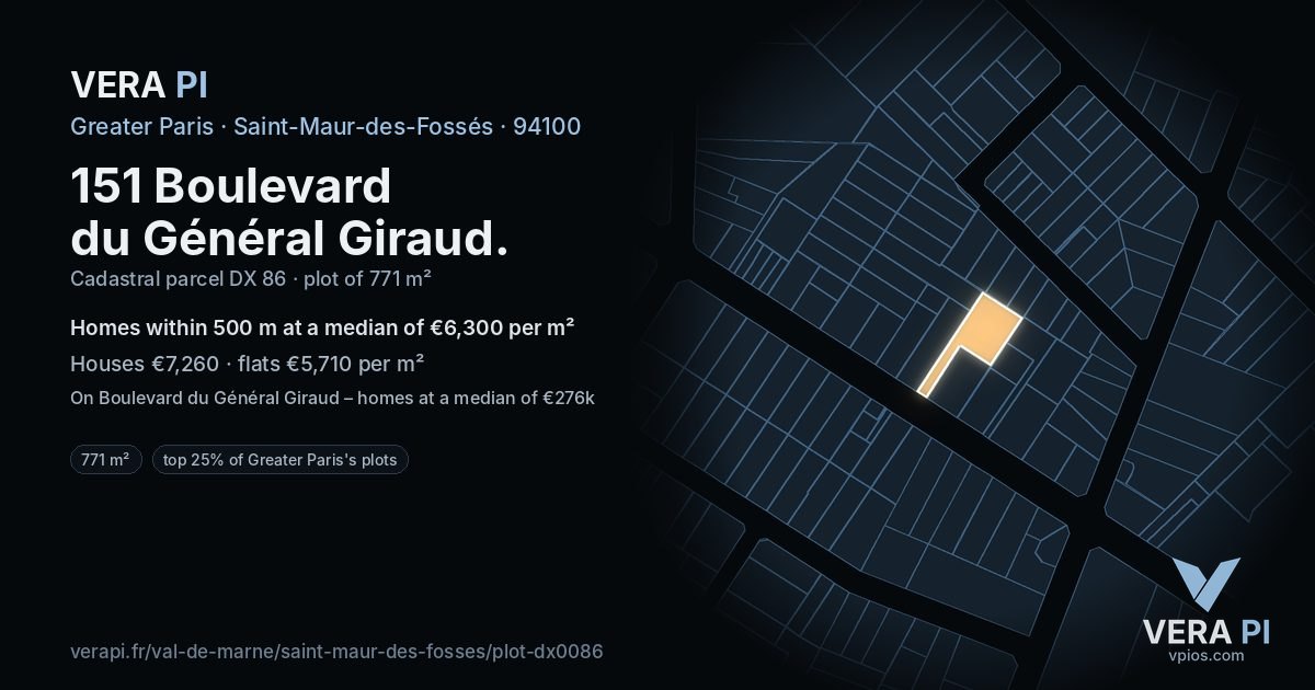 151 Boulevard du Général Giraud, Saint-Maur-des-Fossés at night – the plot lit, the parcels around coloured by the prices near them