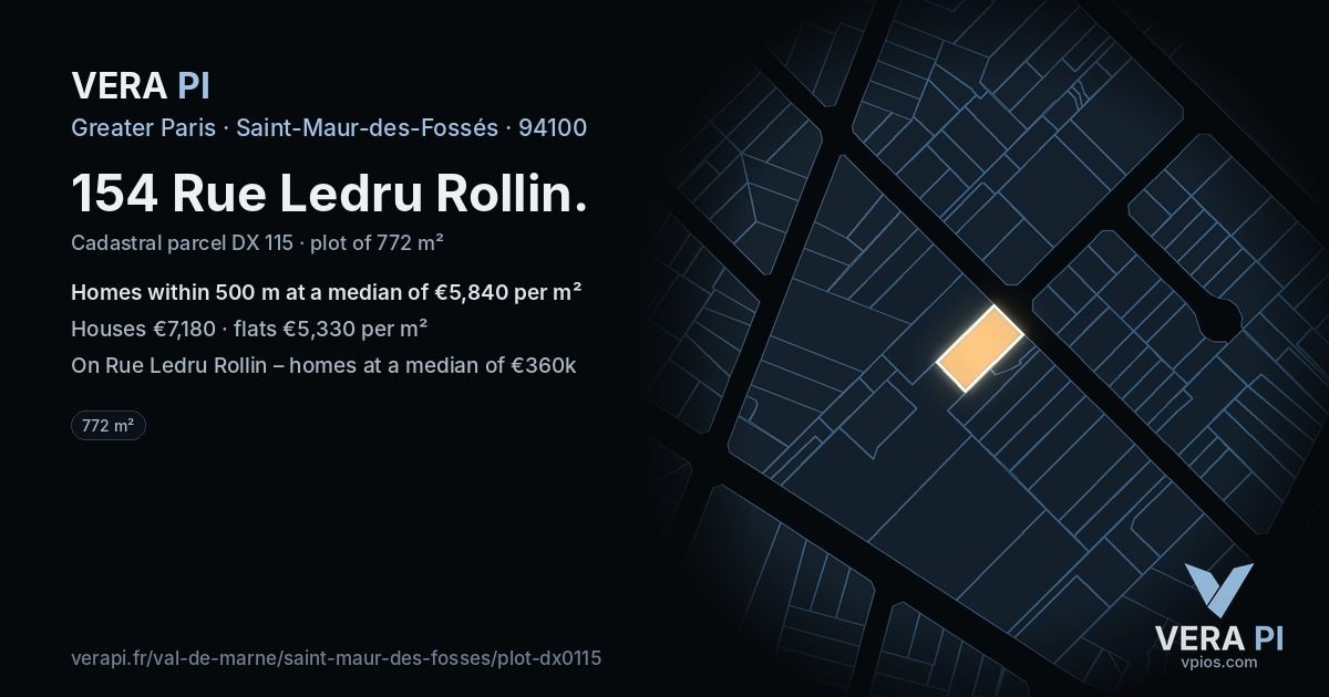 154 Rue Ledru Rollin, Saint-Maur-des-Fossés at night – the plot lit, the parcels around coloured by the prices near them