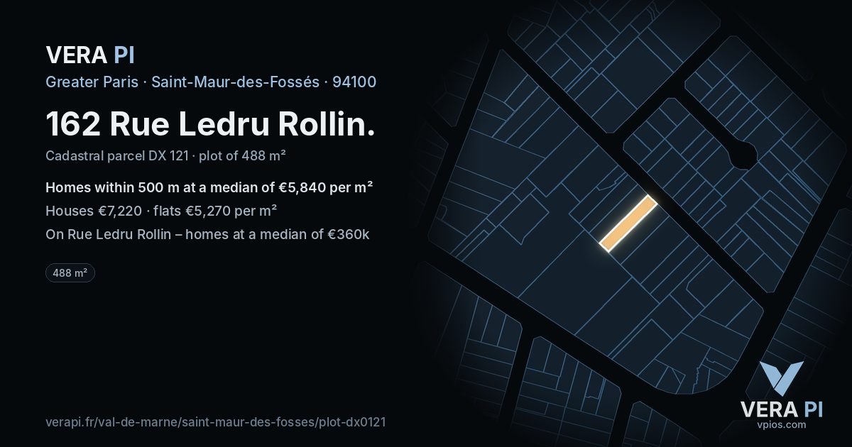 162 Rue Ledru Rollin, Saint-Maur-des-Fossés at night – the plot lit, the parcels around coloured by the prices near them