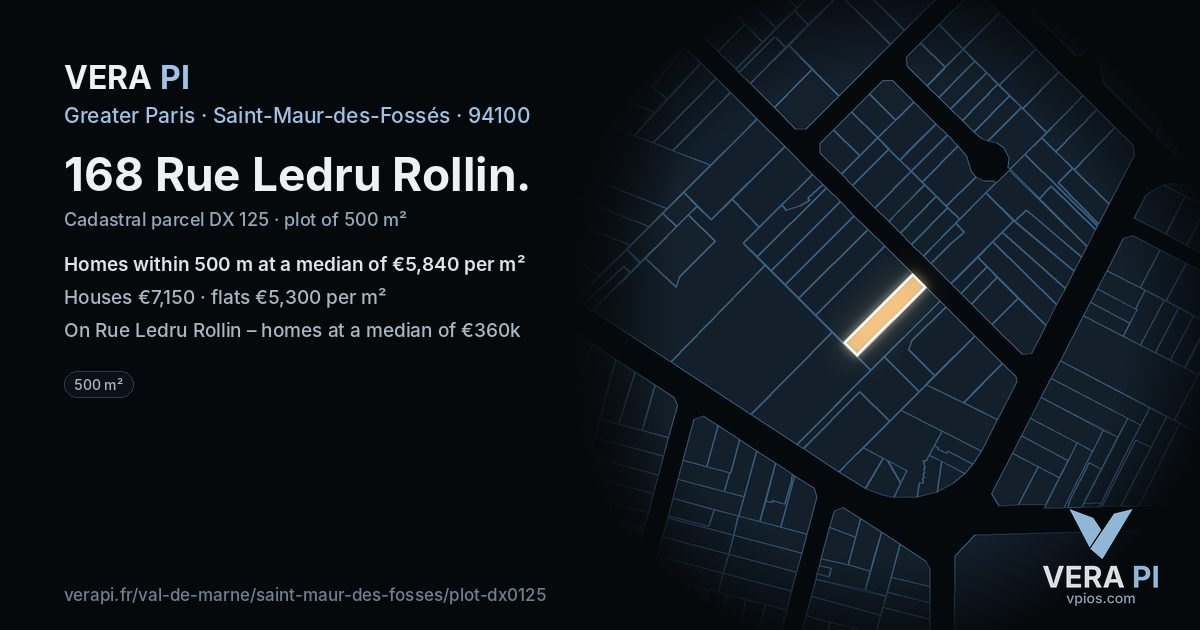 168 Rue Ledru Rollin, Saint-Maur-des-Fossés at night – the plot lit, the parcels around coloured by the prices near them