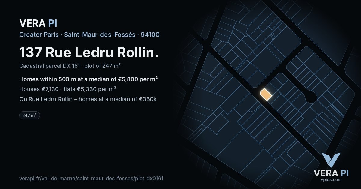 137 Rue Ledru Rollin, Saint-Maur-des-Fossés at night – the plot lit, the parcels around coloured by the prices near them