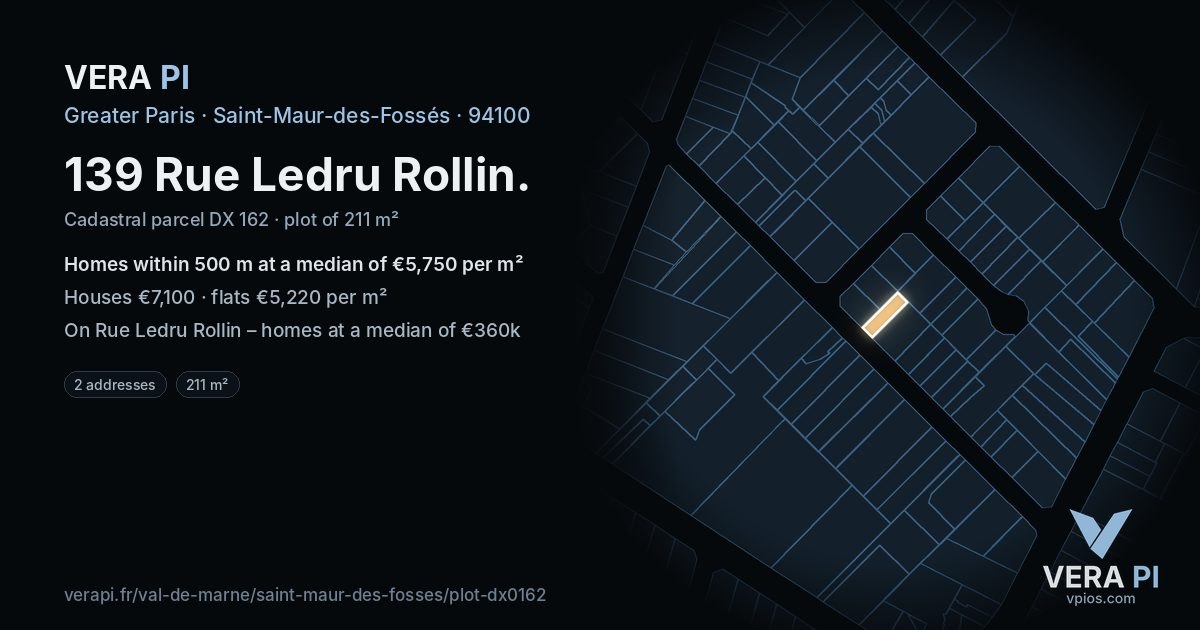 139 Rue Ledru Rollin, Saint-Maur-des-Fossés at night – the plot lit, the parcels around coloured by the prices near them