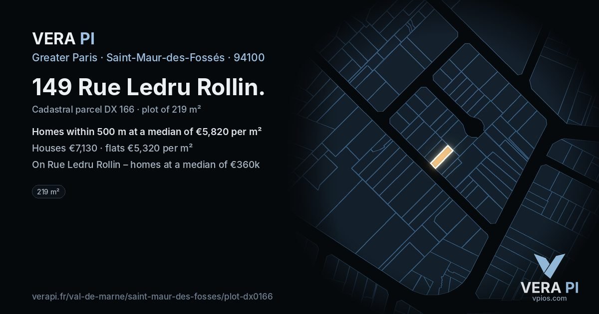 149 Rue Ledru Rollin, Saint-Maur-des-Fossés at night – the plot lit, the parcels around coloured by the prices near them